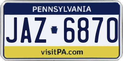 PA license plate JAZ6870