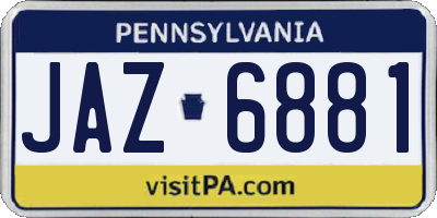 PA license plate JAZ6881