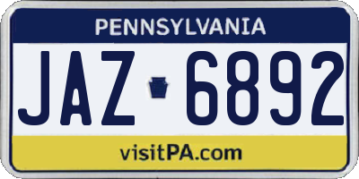 PA license plate JAZ6892