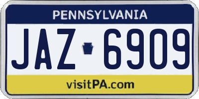 PA license plate JAZ6909