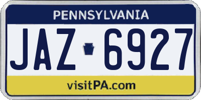 PA license plate JAZ6927