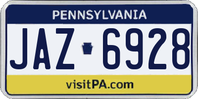 PA license plate JAZ6928