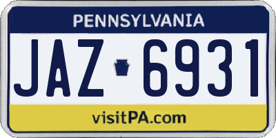 PA license plate JAZ6931