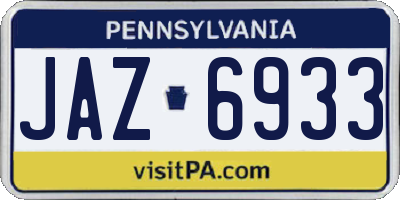 PA license plate JAZ6933