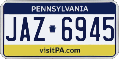 PA license plate JAZ6945