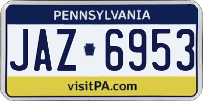PA license plate JAZ6953