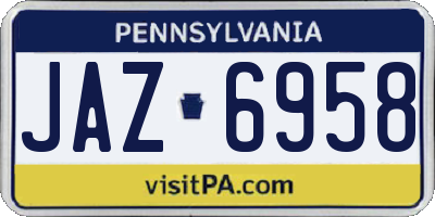 PA license plate JAZ6958