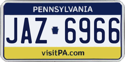 PA license plate JAZ6966