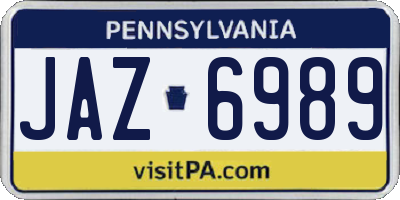 PA license plate JAZ6989