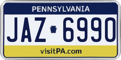 PA license plate JAZ6990