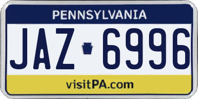PA license plate JAZ6996