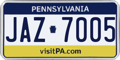 PA license plate JAZ7005