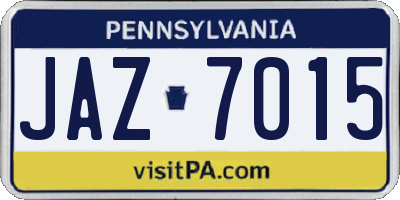 PA license plate JAZ7015