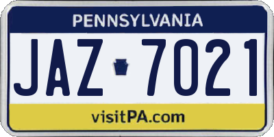 PA license plate JAZ7021