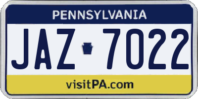 PA license plate JAZ7022