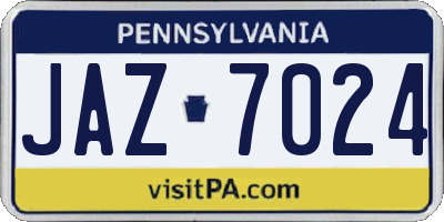 PA license plate JAZ7024