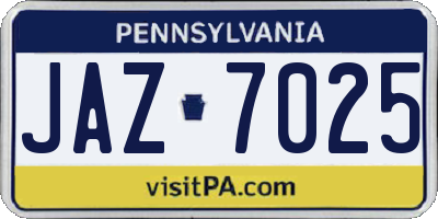 PA license plate JAZ7025