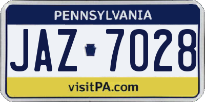 PA license plate JAZ7028