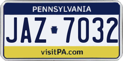 PA license plate JAZ7032