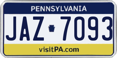PA license plate JAZ7093