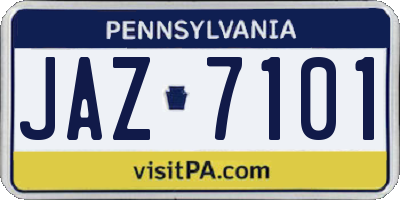 PA license plate JAZ7101