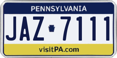 PA license plate JAZ7111