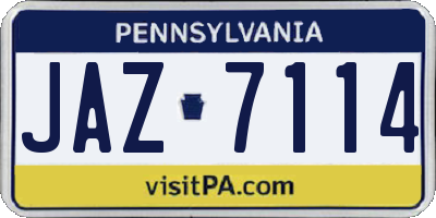 PA license plate JAZ7114