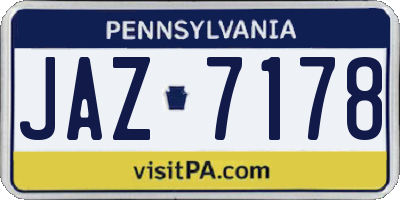PA license plate JAZ7178