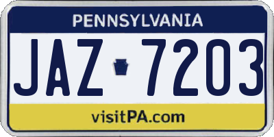 PA license plate JAZ7203