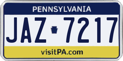 PA license plate JAZ7217