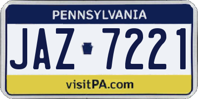 PA license plate JAZ7221