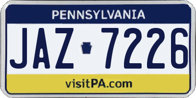 PA license plate JAZ7226