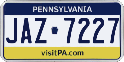 PA license plate JAZ7227