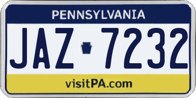 PA license plate JAZ7232