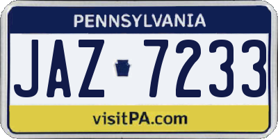 PA license plate JAZ7233