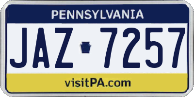 PA license plate JAZ7257