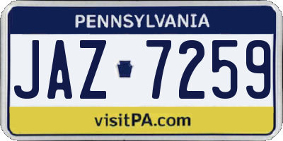 PA license plate JAZ7259