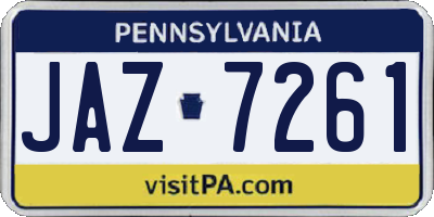 PA license plate JAZ7261
