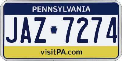 PA license plate JAZ7274