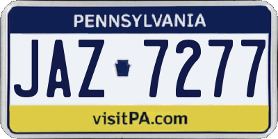 PA license plate JAZ7277