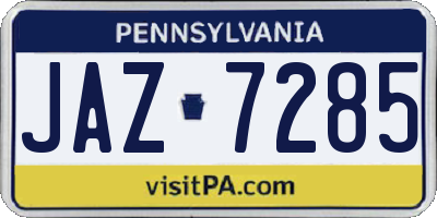 PA license plate JAZ7285