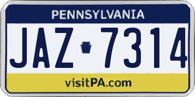PA license plate JAZ7314