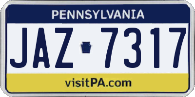PA license plate JAZ7317