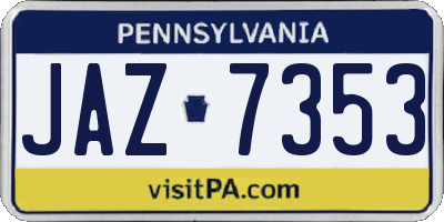 PA license plate JAZ7353