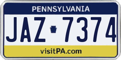 PA license plate JAZ7374