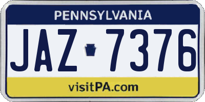 PA license plate JAZ7376