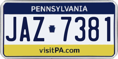 PA license plate JAZ7381