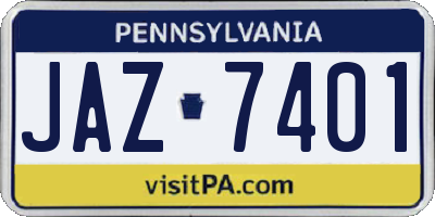 PA license plate JAZ7401