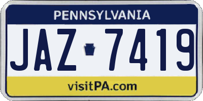 PA license plate JAZ7419