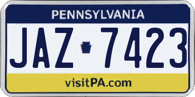 PA license plate JAZ7423